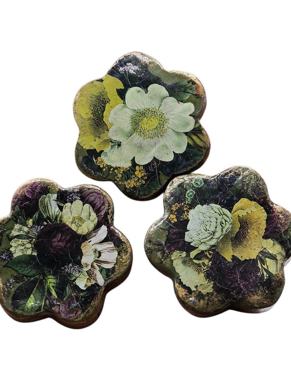 "5/$40" Set Of 3 Handmade Clay Dark Academia Flower Refridgerator Magnets